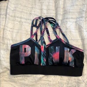 Pink ultimate lightly lined strappy sports bra